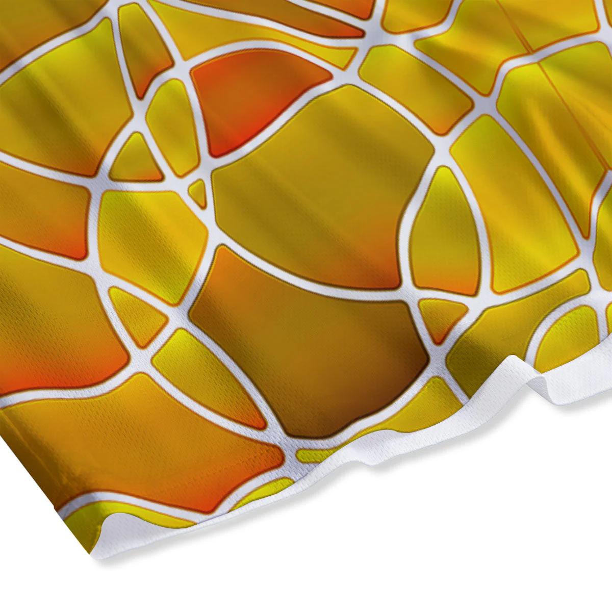 Stained Glass Mosaic Yellow Print Pattern Mesh Shorts - Image 4