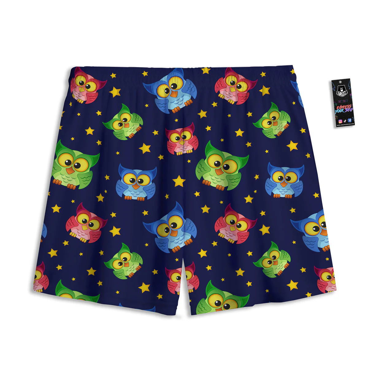 Star And Owl Print Pattern Mesh Shorts - Image 2