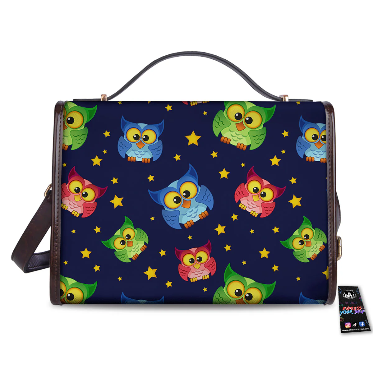 Star And Owl Print Pattern Women's Satchel Bag - Image 2