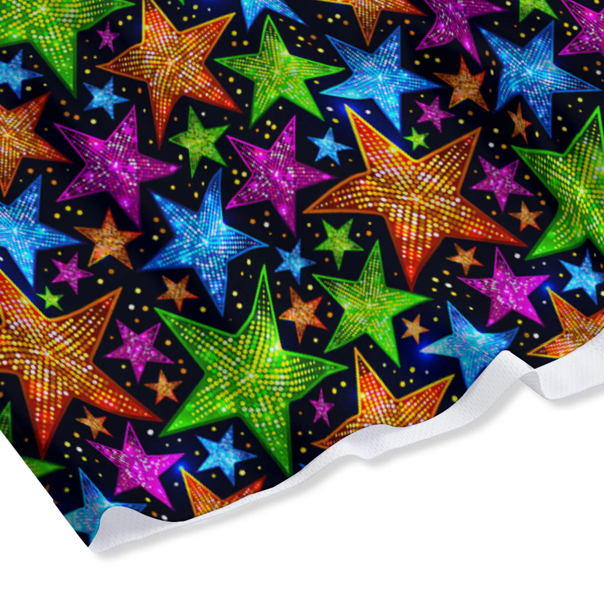 Star Disco Sparkles Print Pattern Mesh Shorts - Image 4