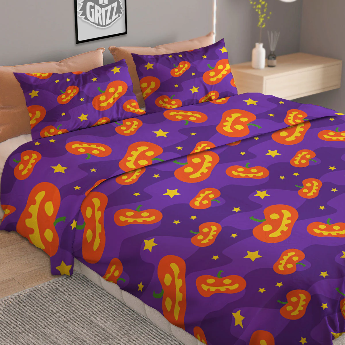 Star Halloween Print Pattern Duvet Cover Bedding Set - Image 2