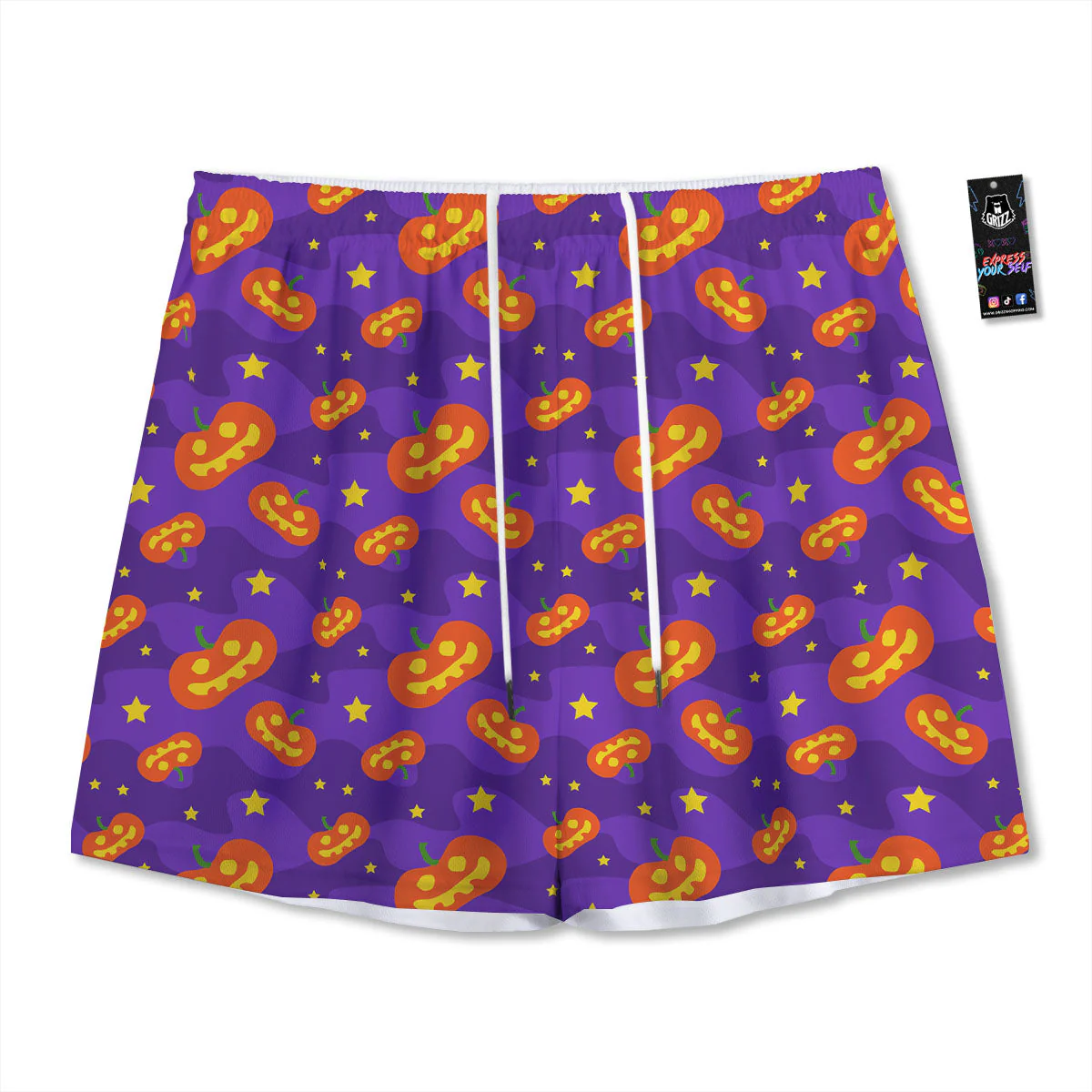 Star Halloween Print Pattern Mesh Shorts