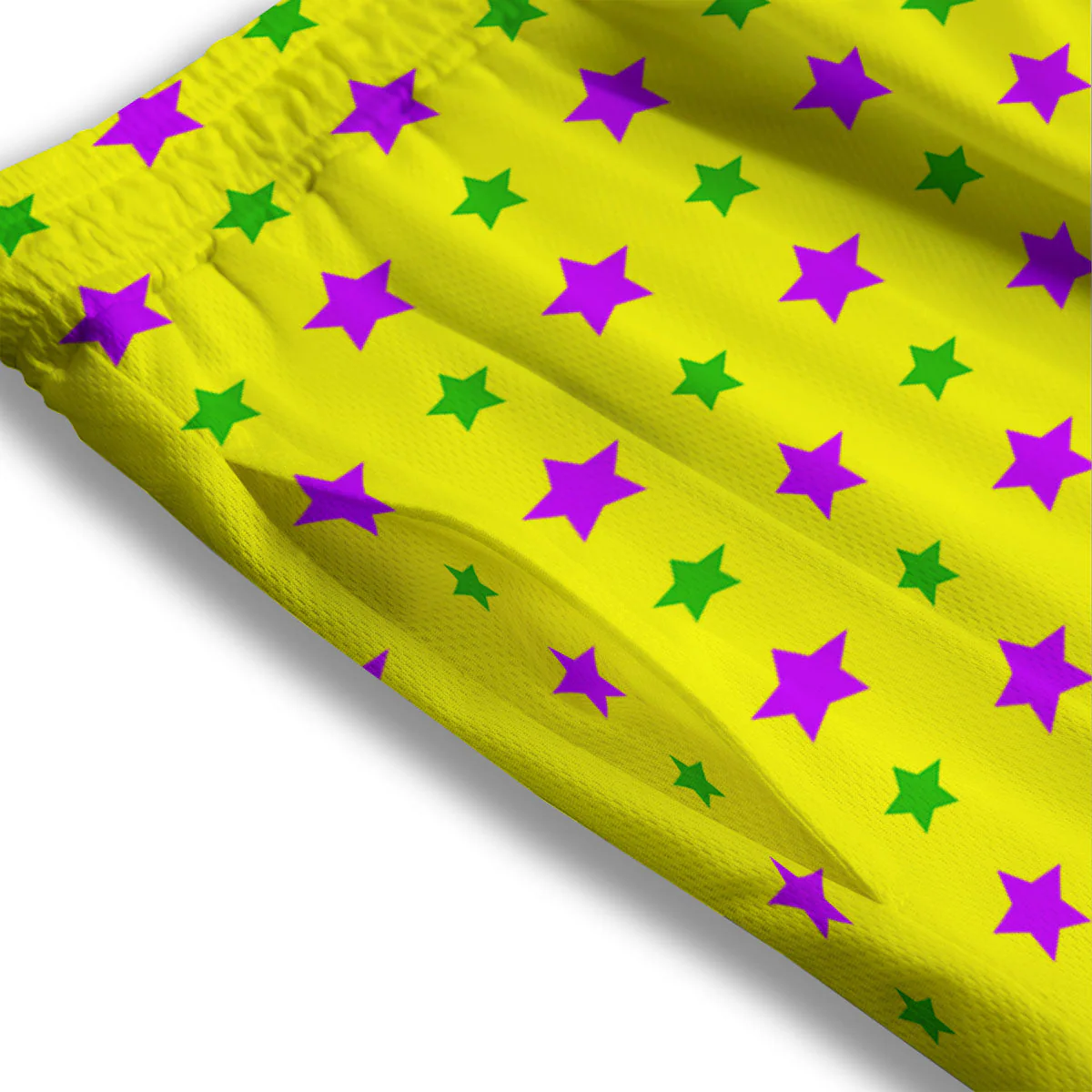 Star Mardi Gras Print Pattern Mesh Shorts - Image 3