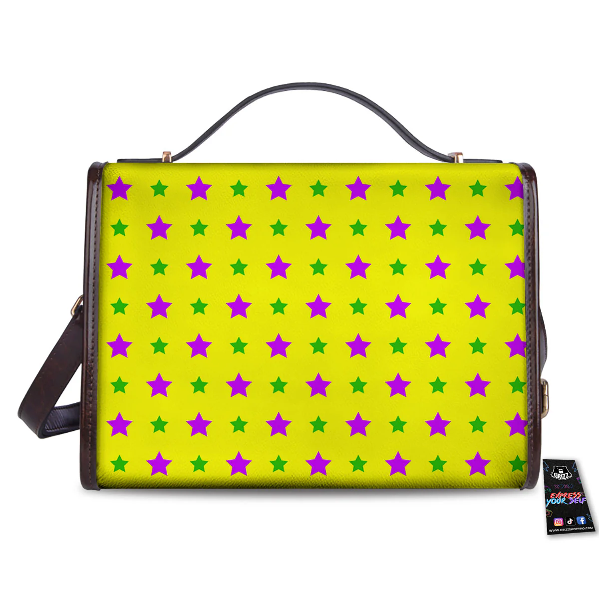 Star Mardi Gras Print Pattern Women's Satchel Bag - Image 2