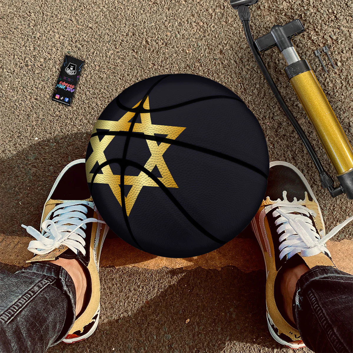Star Of David Golden Print Basketball - Image 2