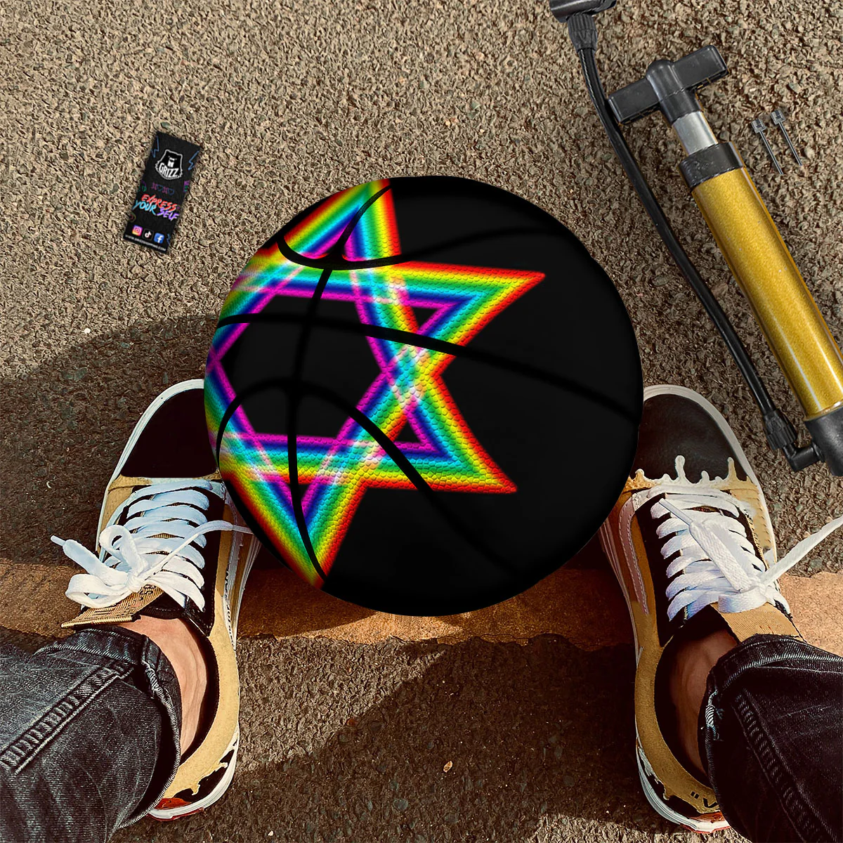 Star Of David Rainbow Print Basketball - Image 2