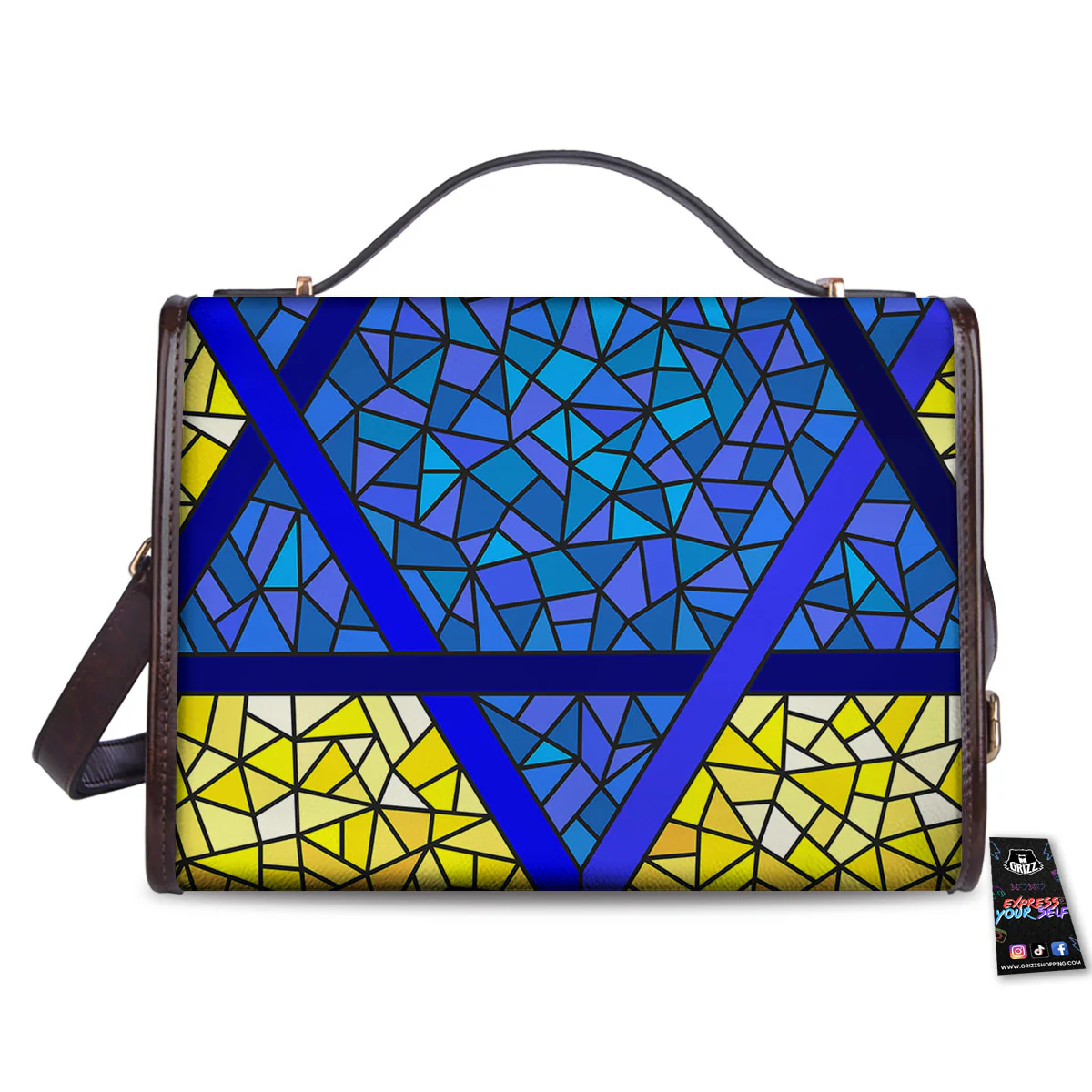 Star of David Stained Glass Print Women's Satchel Bag - Image 2
