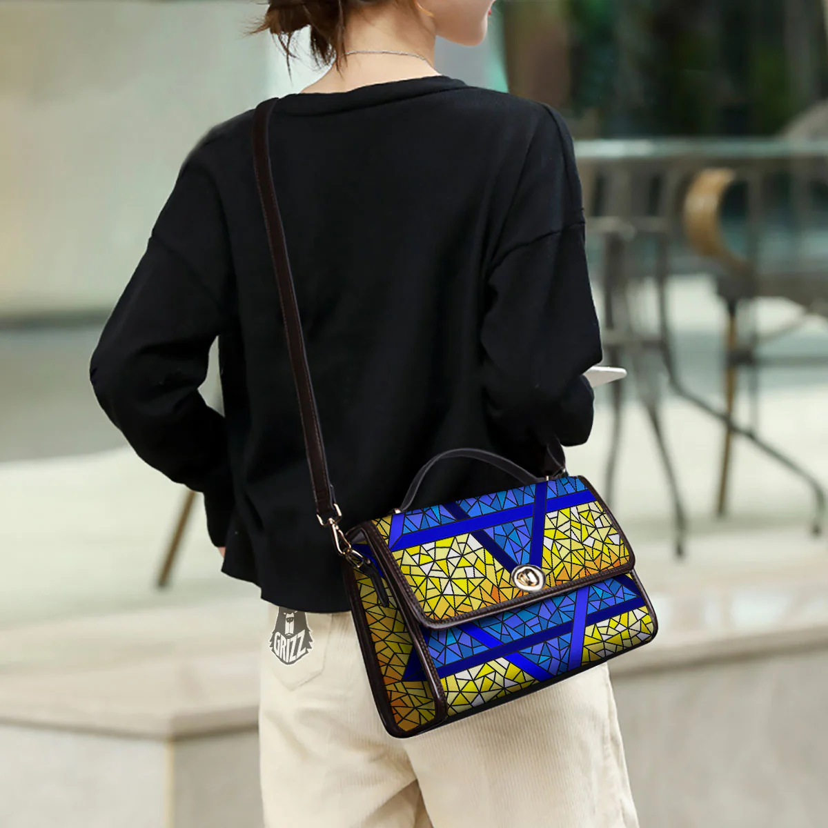Star of David Stained Glass Print Women's Satchel Bag - Image 3