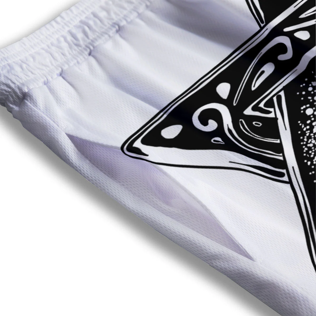 Star of David White And Black Print Mesh Shorts - Image 3