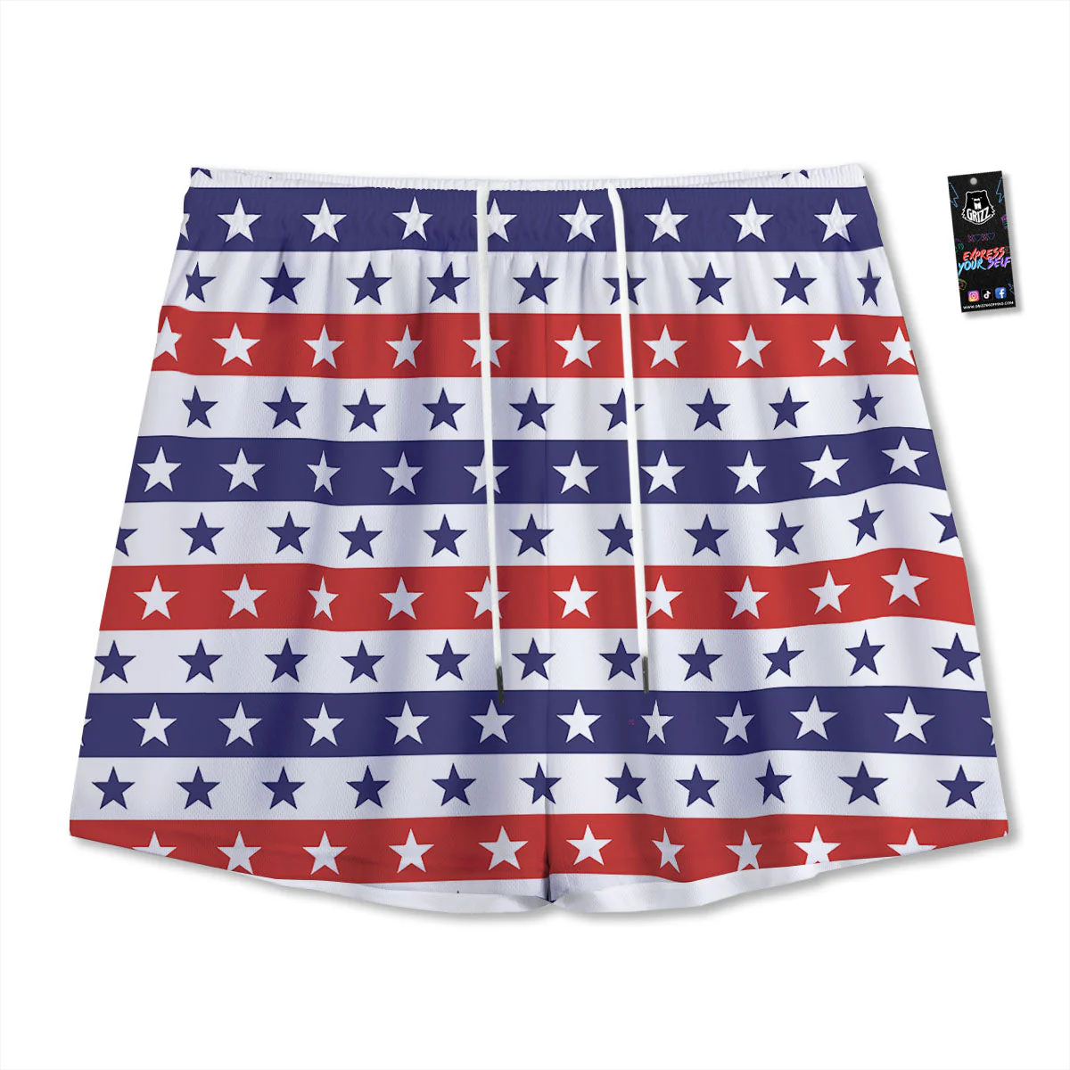 Star USA Patriotic Print Pattern Mesh Shorts