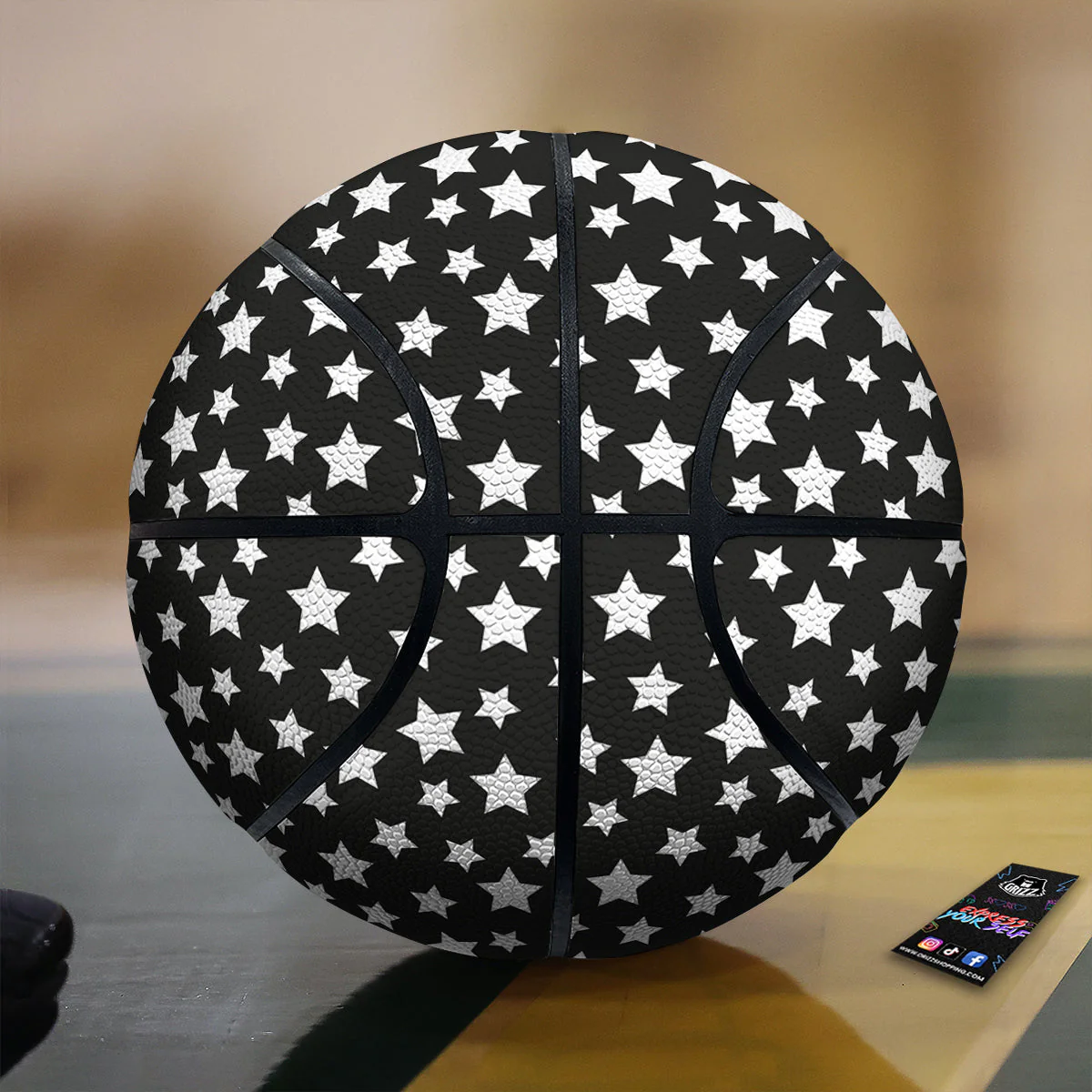 Star White And Black Print Pattern Basketball