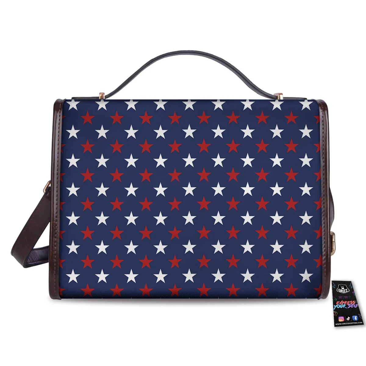 Star White And Red Print Pattern Women's Satchel Bag - Image 2