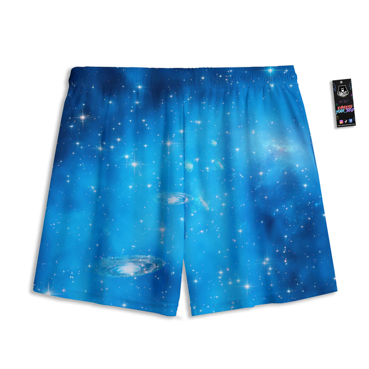 Starfield Galaxy Space Blue Cloud Print Mesh Shorts - Image 2