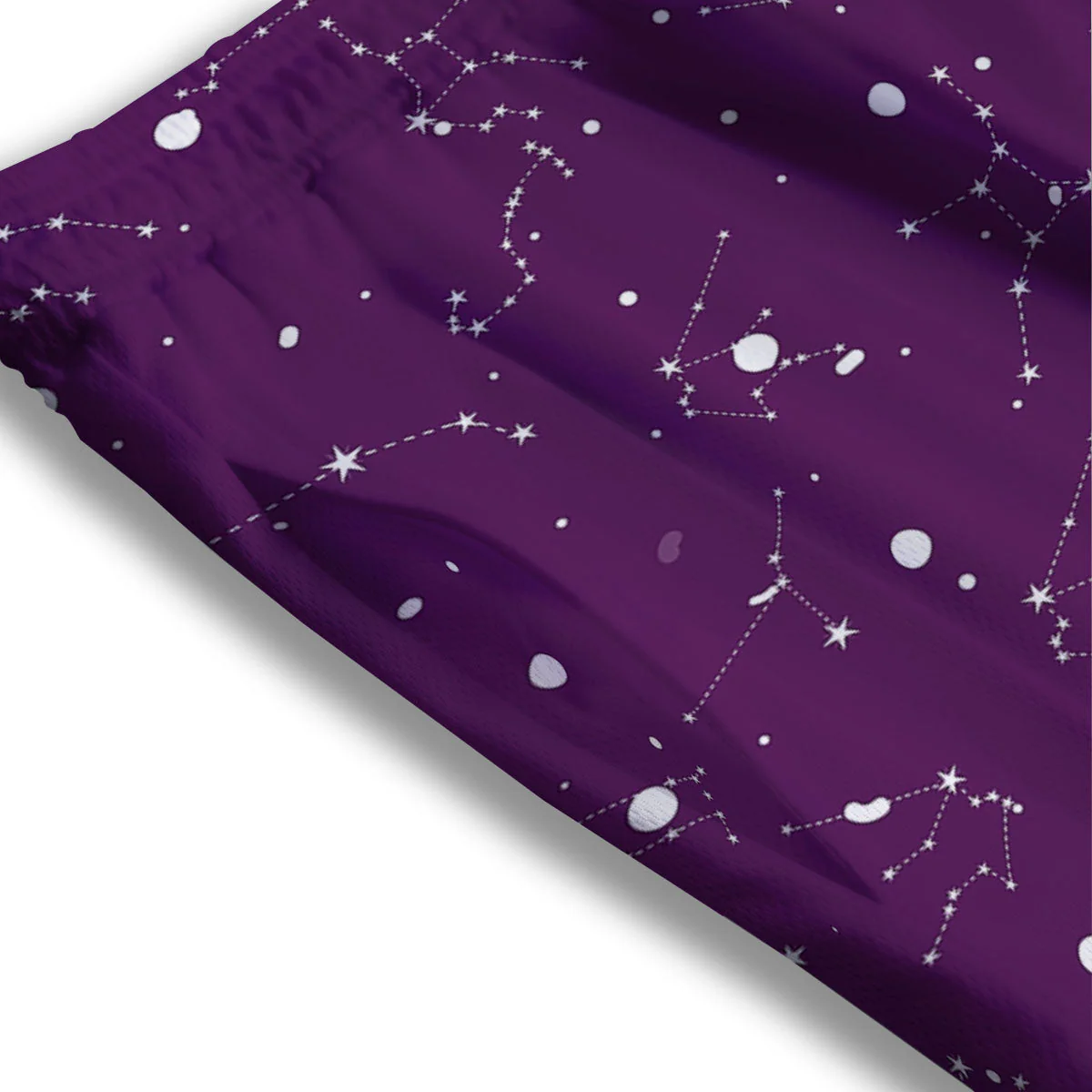 Stars Purple Zodiac Print Pattern Mesh Shorts - Image 3