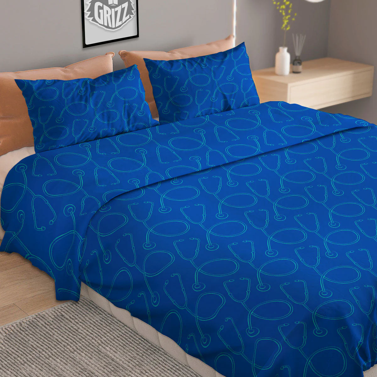 Stethoscope Blue Print Pattern Duvet Cover Bedding Set - Image 2