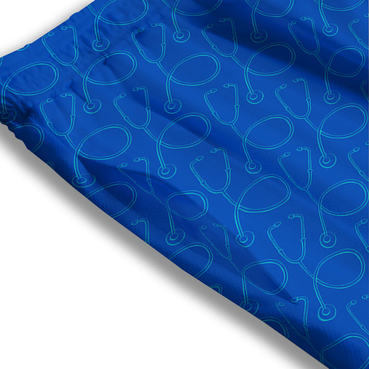 Stethoscope Blue Print Pattern Mesh Shorts - Image 3