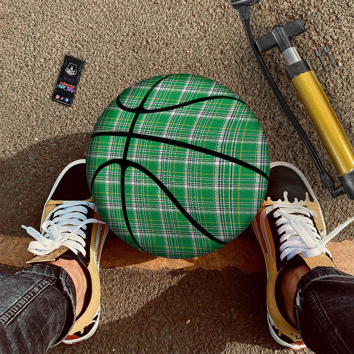 Stewart Plaid Saint Patrick's Day Print Pattern Basketball - Image 2