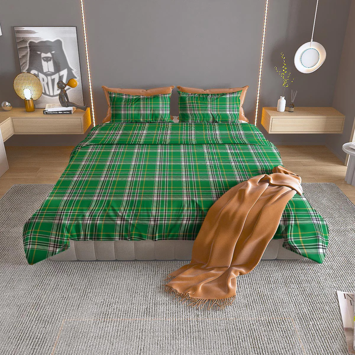 Stewart Plaid Saint Patrick's Day Print Pattern Duvet Cover Bedding Set