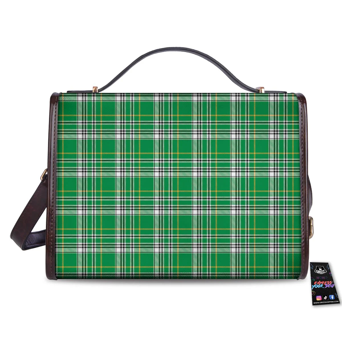 Stewart Plaid Saint Patrick's Day Print Pattern Women's Satchel Bag - Image 2
