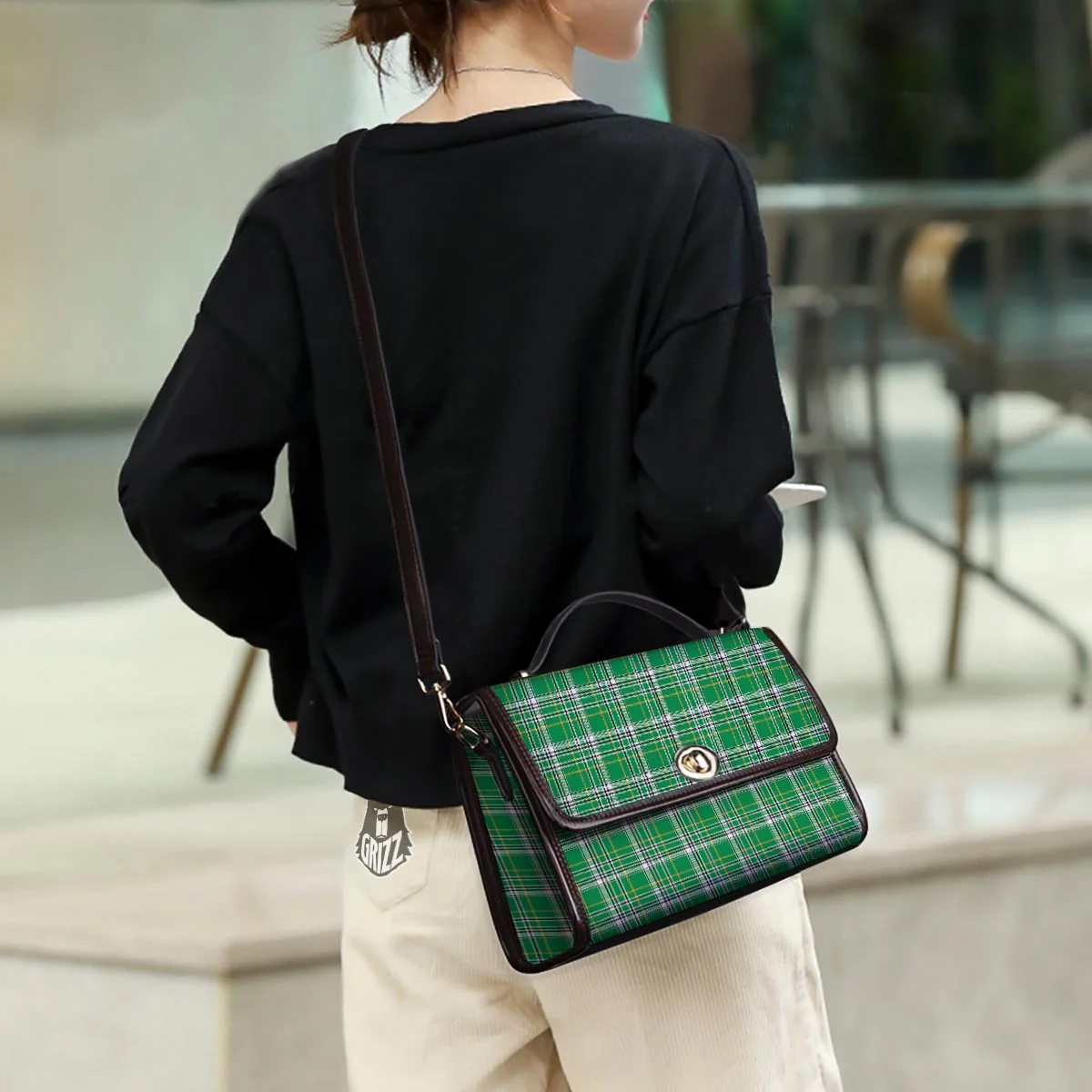 Stewart Plaid Saint Patrick's Day Print Pattern Women's Satchel Bag - Image 3