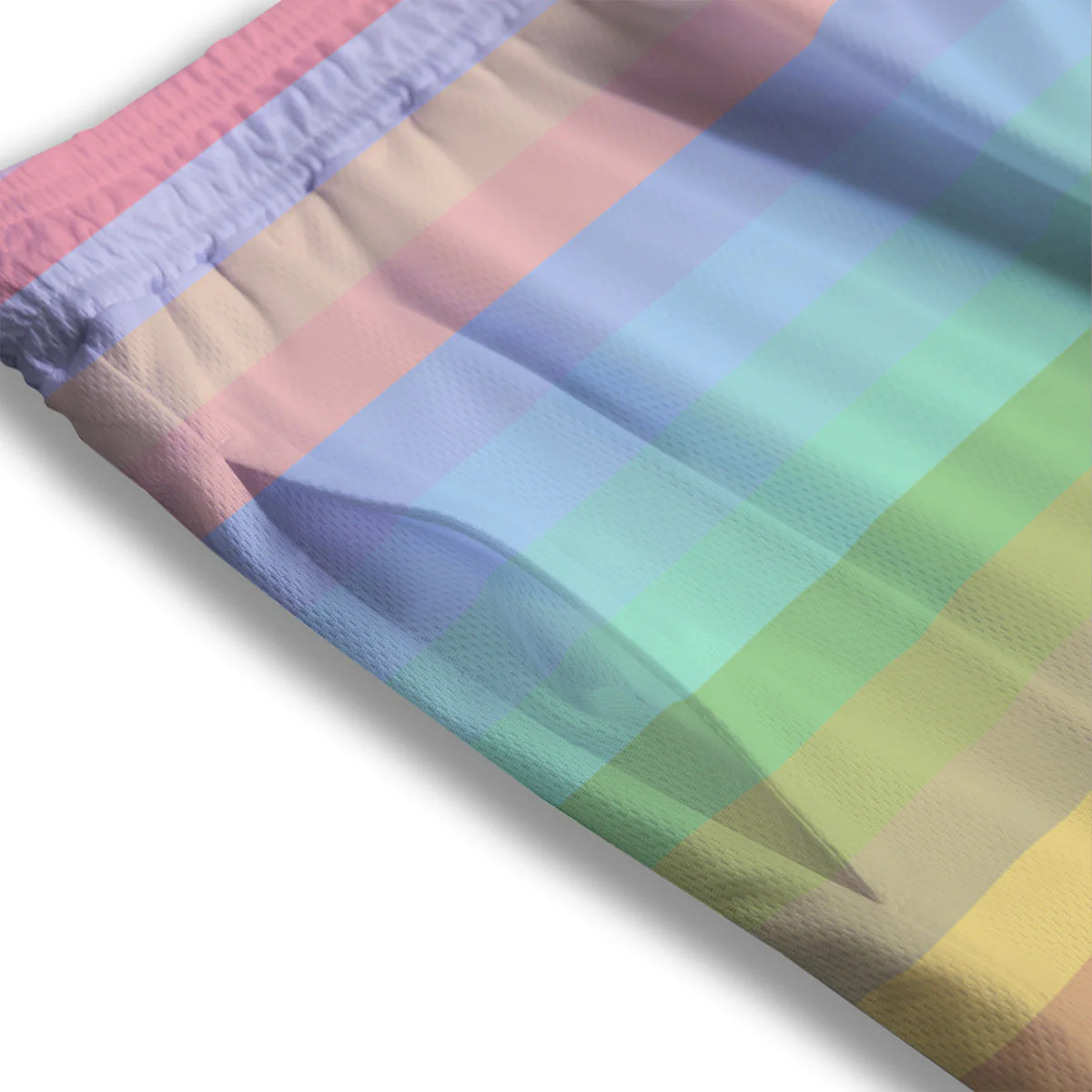 Stiped Rainbow Pastel Print Mesh Shorts - Image 3