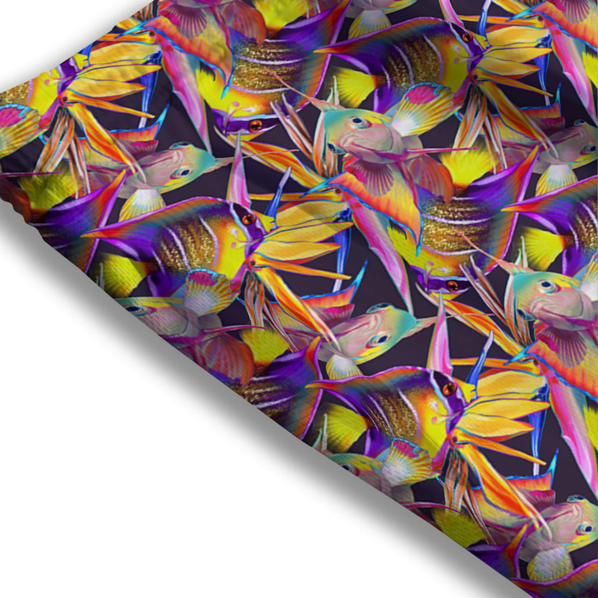 Strelitzia and Fish Tropical Exotic Print Pattern Mesh Shorts - Image 3