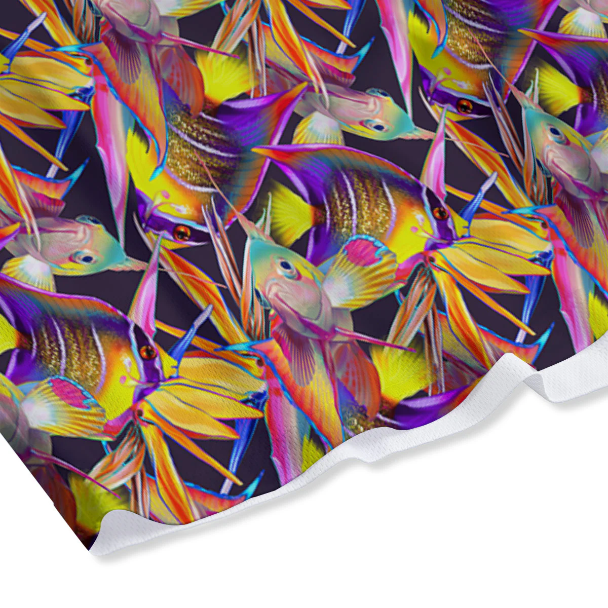 Strelitzia and Fish Tropical Exotic Print Pattern Mesh Shorts - Image 4