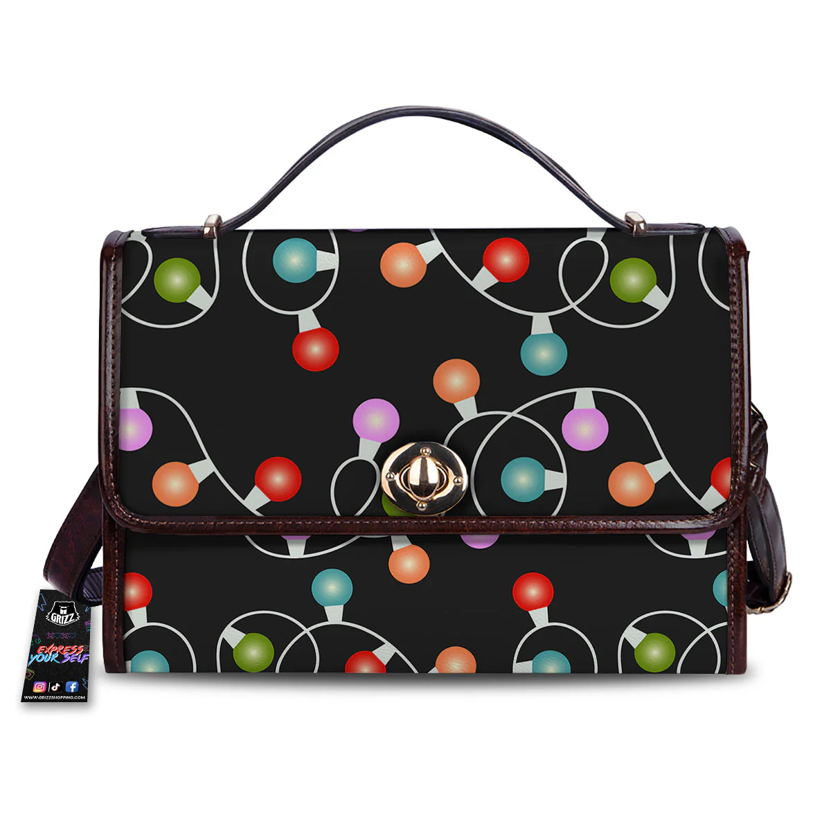 String Lights LED Christmas Print Women's Satchel Bag