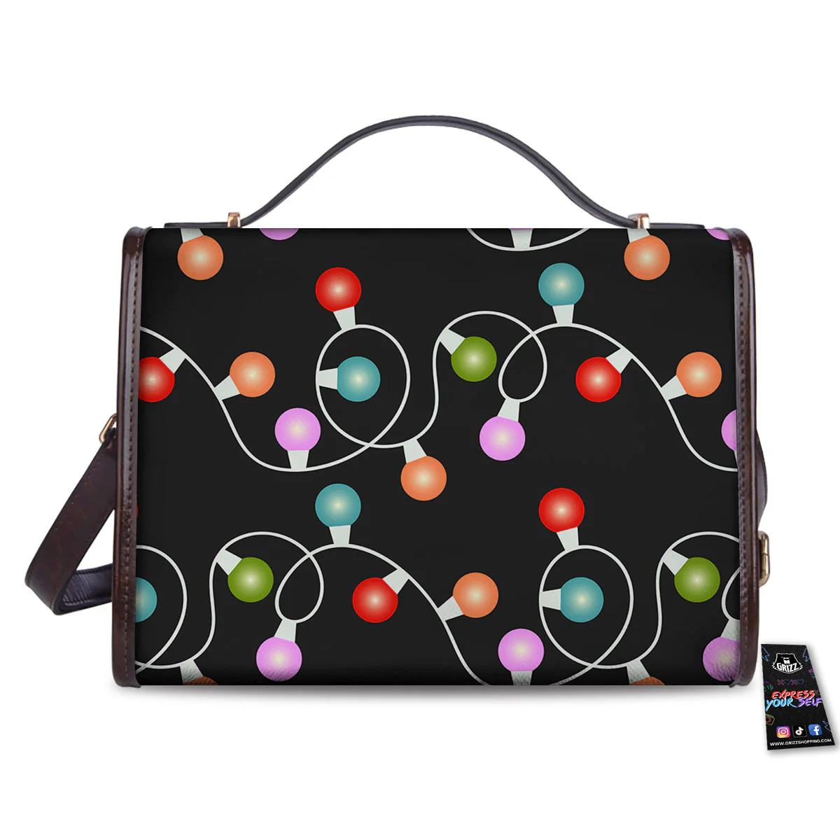 String Lights LED Christmas Print Women's Satchel Bag - Image 2