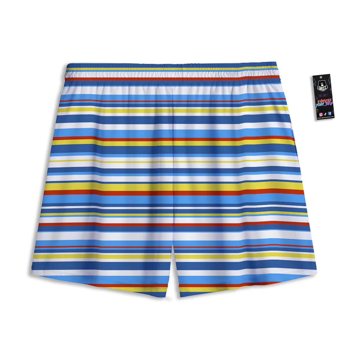 Stripe Autism Awareness Color Print Pattern Mesh Shorts - Image 2