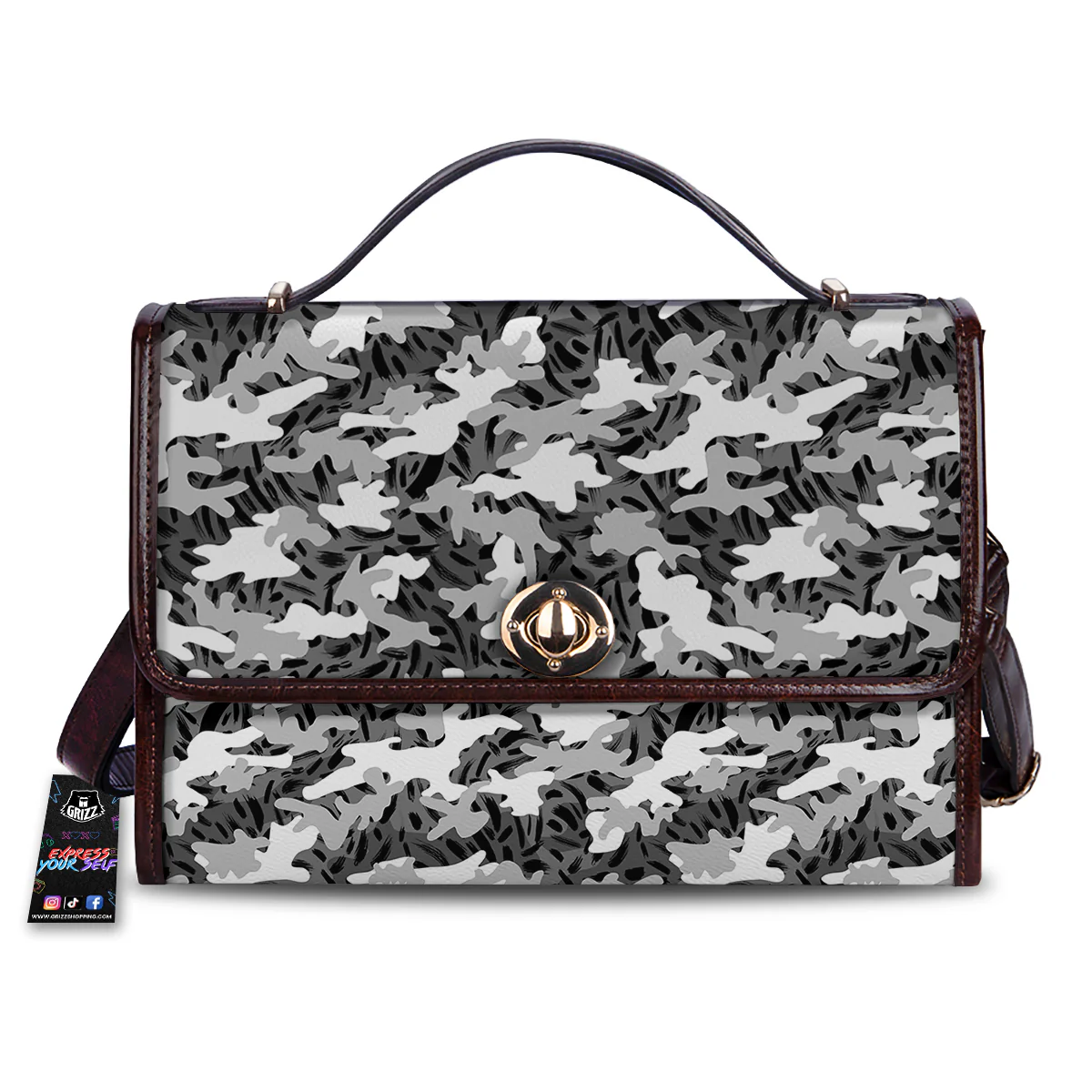 Stripe Camo Winter Tiger Print Pattern Women's Satchel Bag