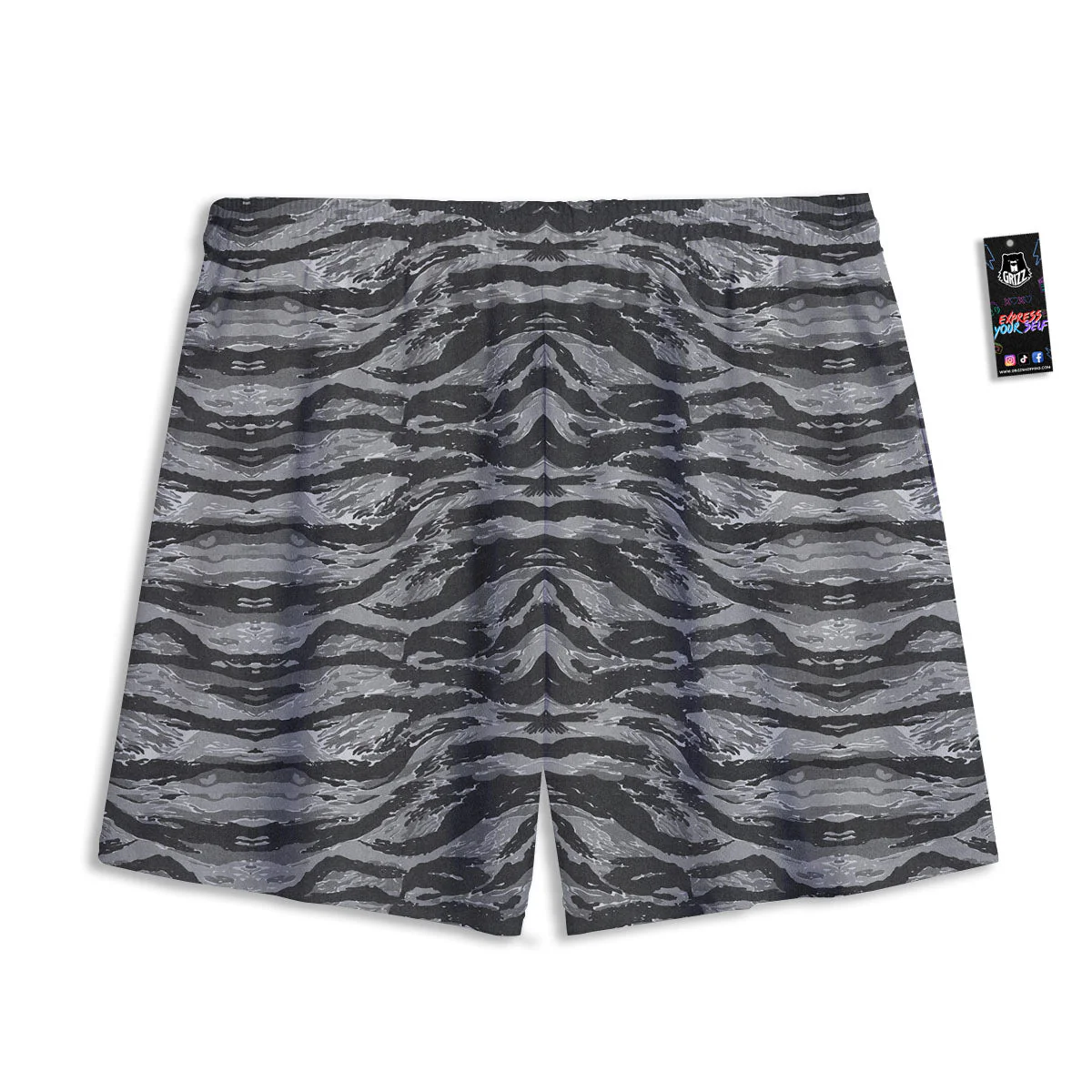 Stripe Camouflage Grey Tiger Print Mesh Shorts - Image 2
