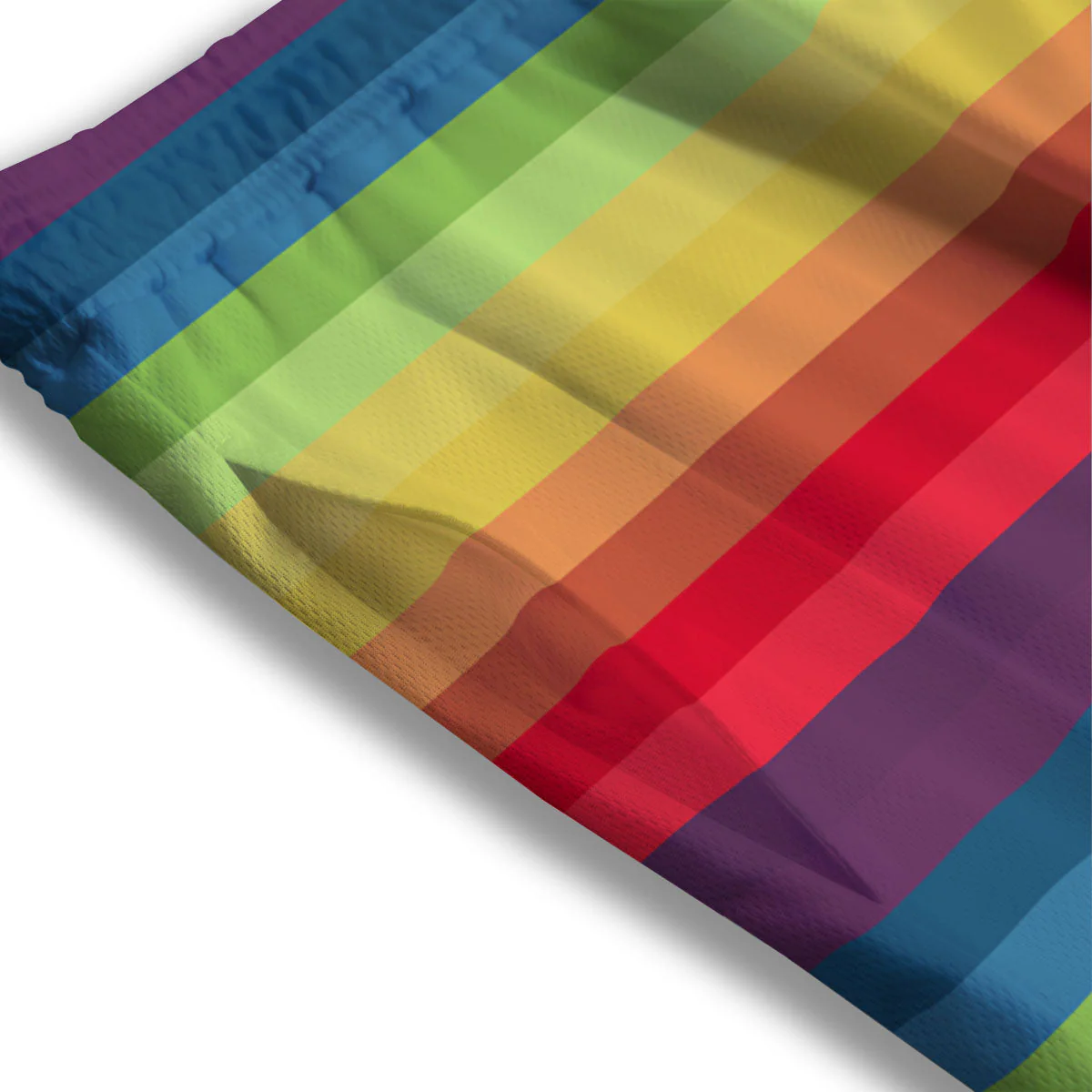 Stripe Rainbow Print Pattern Mesh Shorts - Image 3