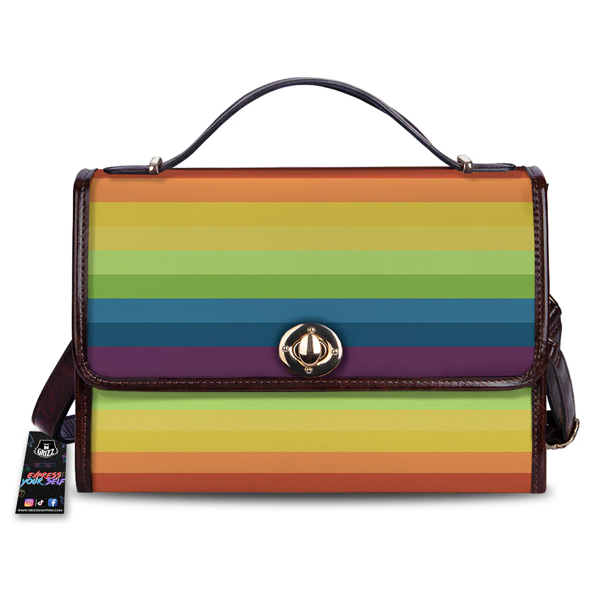 Stripe Rainbow Print Pattern Women's Satchel Bag