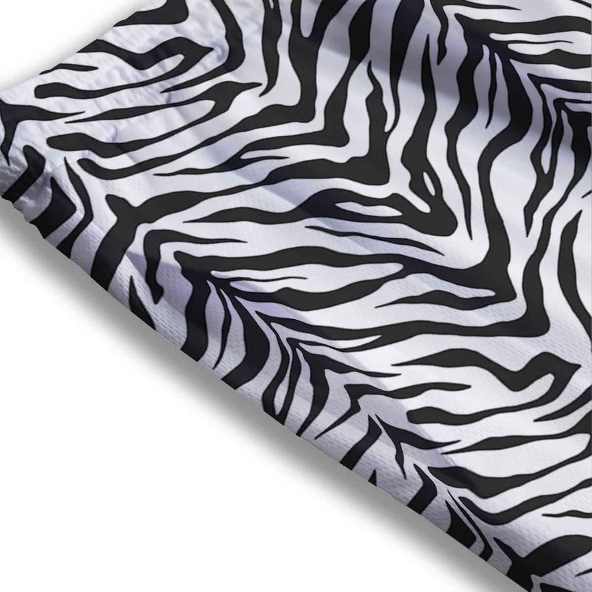 Stripe White Tiger Print Pattern Mesh Shorts - Image 3