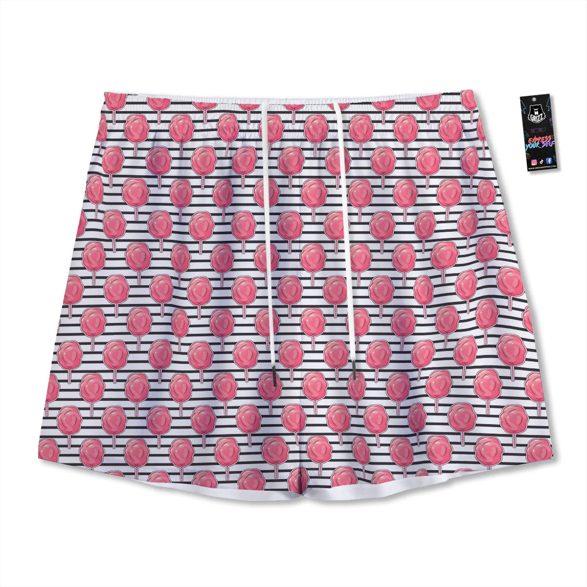 Striped Cotton Candy Print Pattern Mesh Shorts