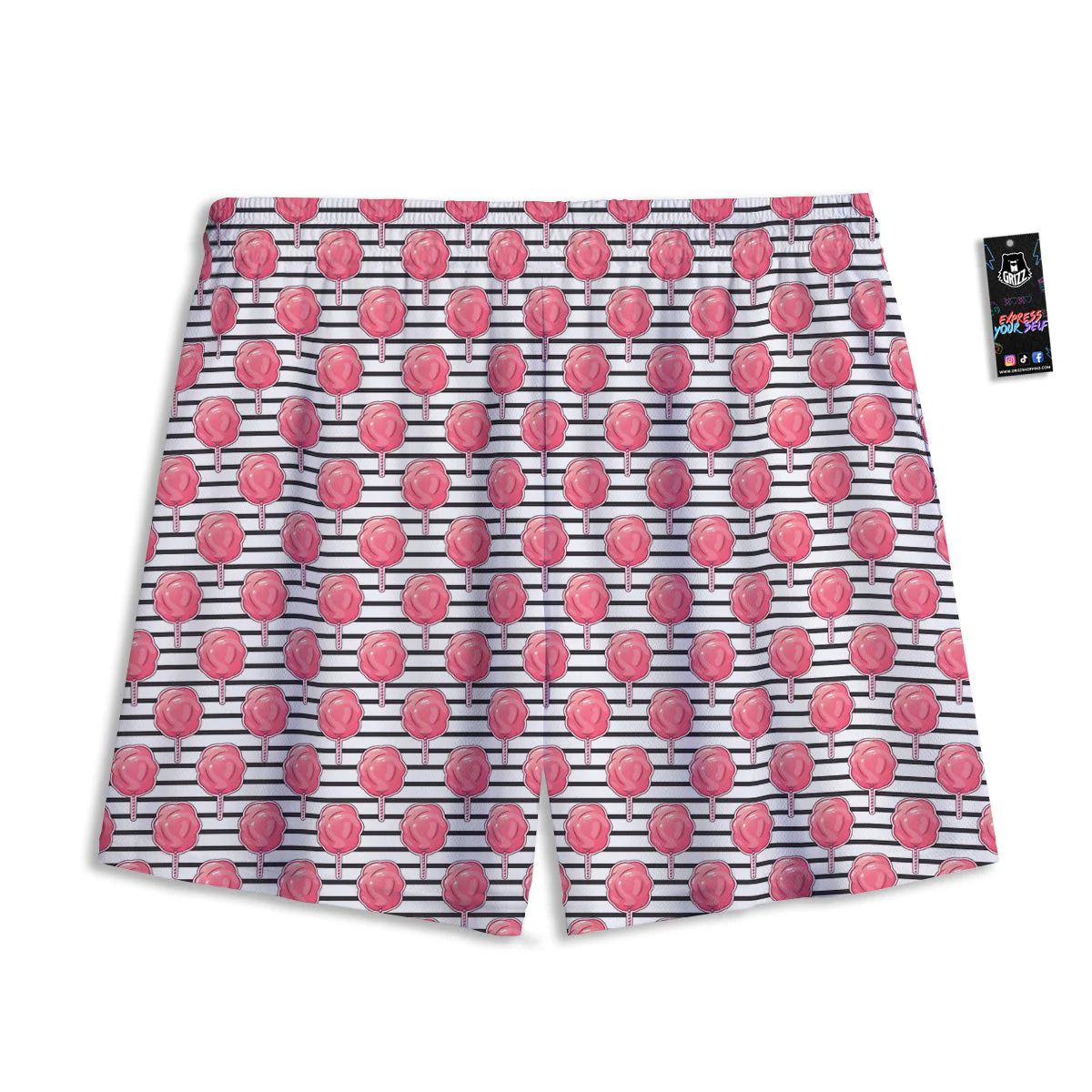 Striped Cotton Candy Print Pattern Mesh Shorts - Image 2