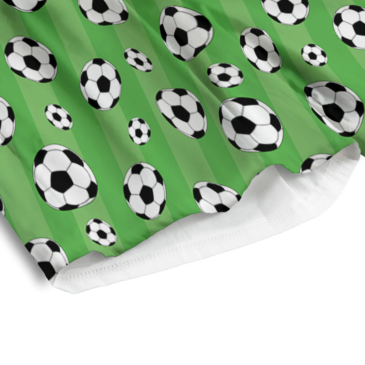 Striped Green Football Print Pattern Men's Athletic Shorts - Image 4