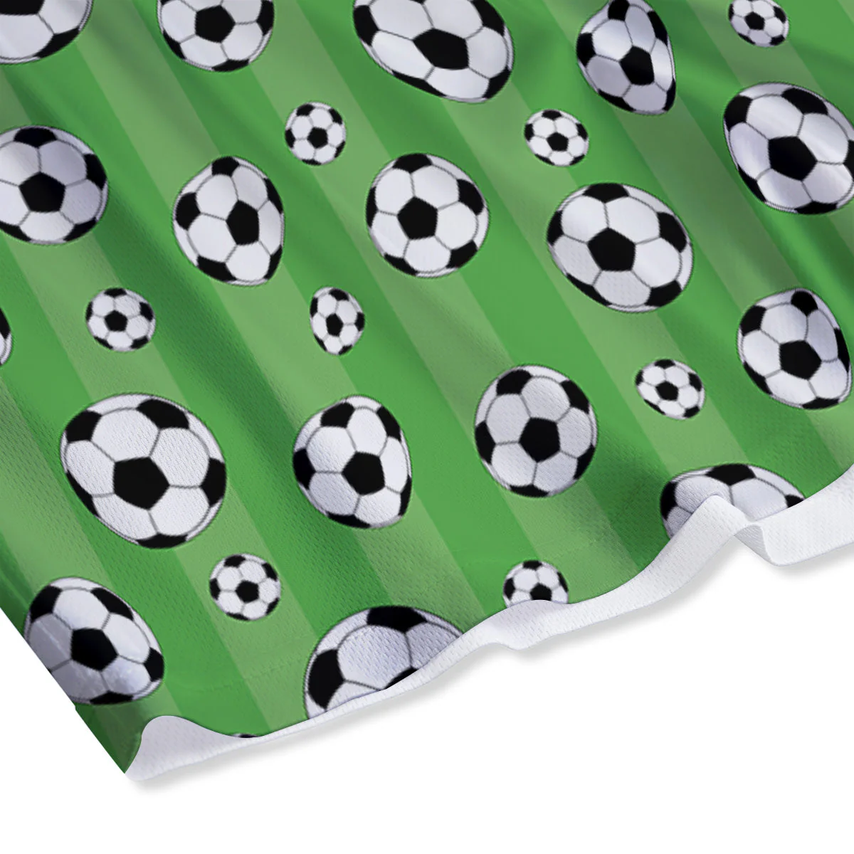Striped Green Football Print Pattern Mesh Shorts - Image 4