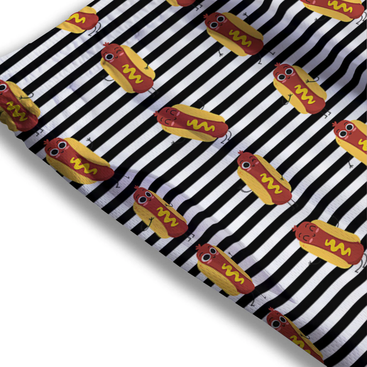 Striped Hot Dog Print Pattern Mesh Shorts - Image 3