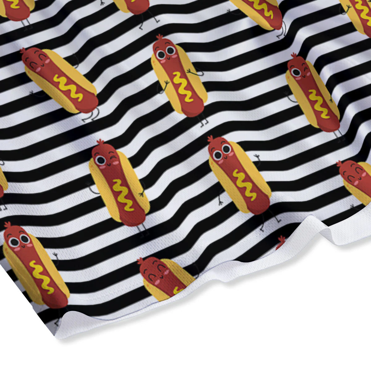 Striped Hot Dog Print Pattern Mesh Shorts - Image 4