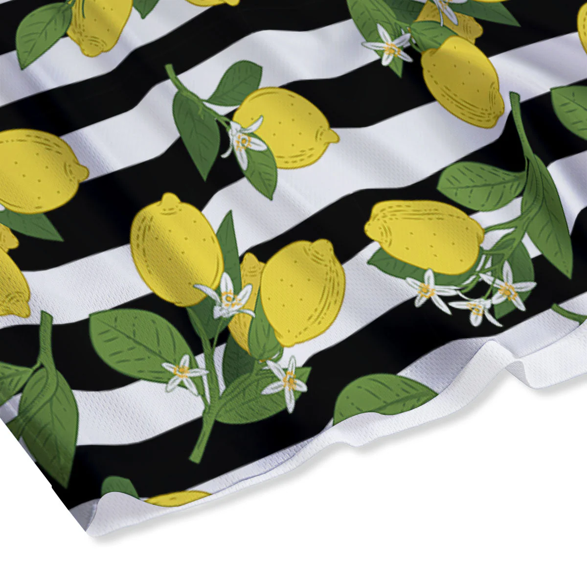 Striped Lemon Print Pattern Mesh Shorts - Image 4