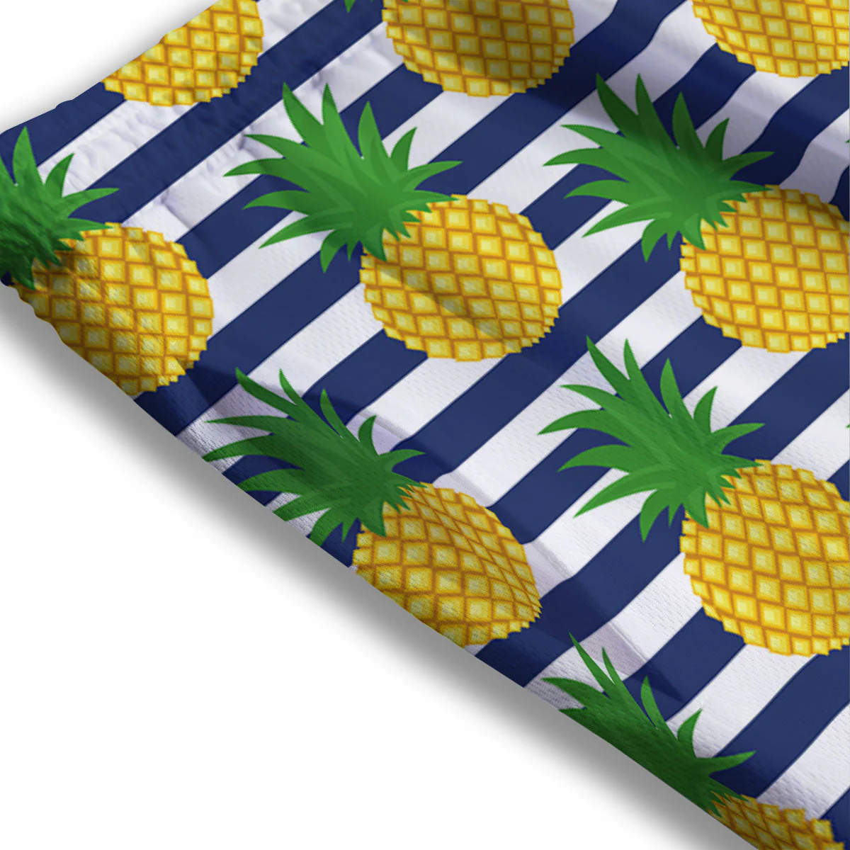 Striped Pineapple Print Pattern Mesh Shorts - Image 3