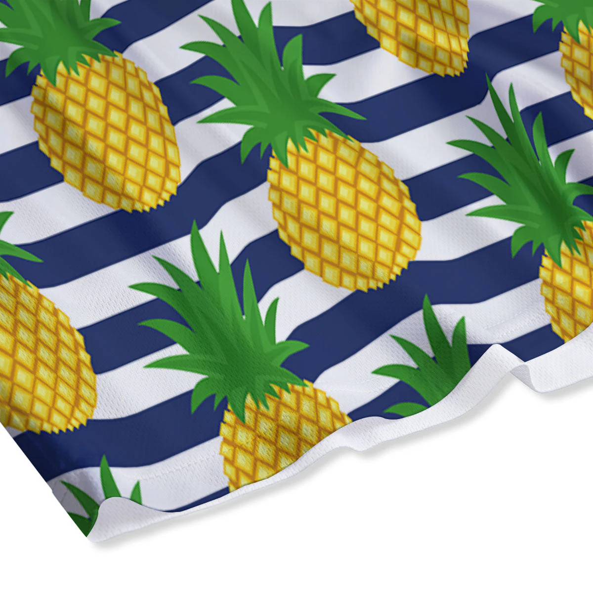 Striped Pineapple Print Pattern Mesh Shorts - Image 4