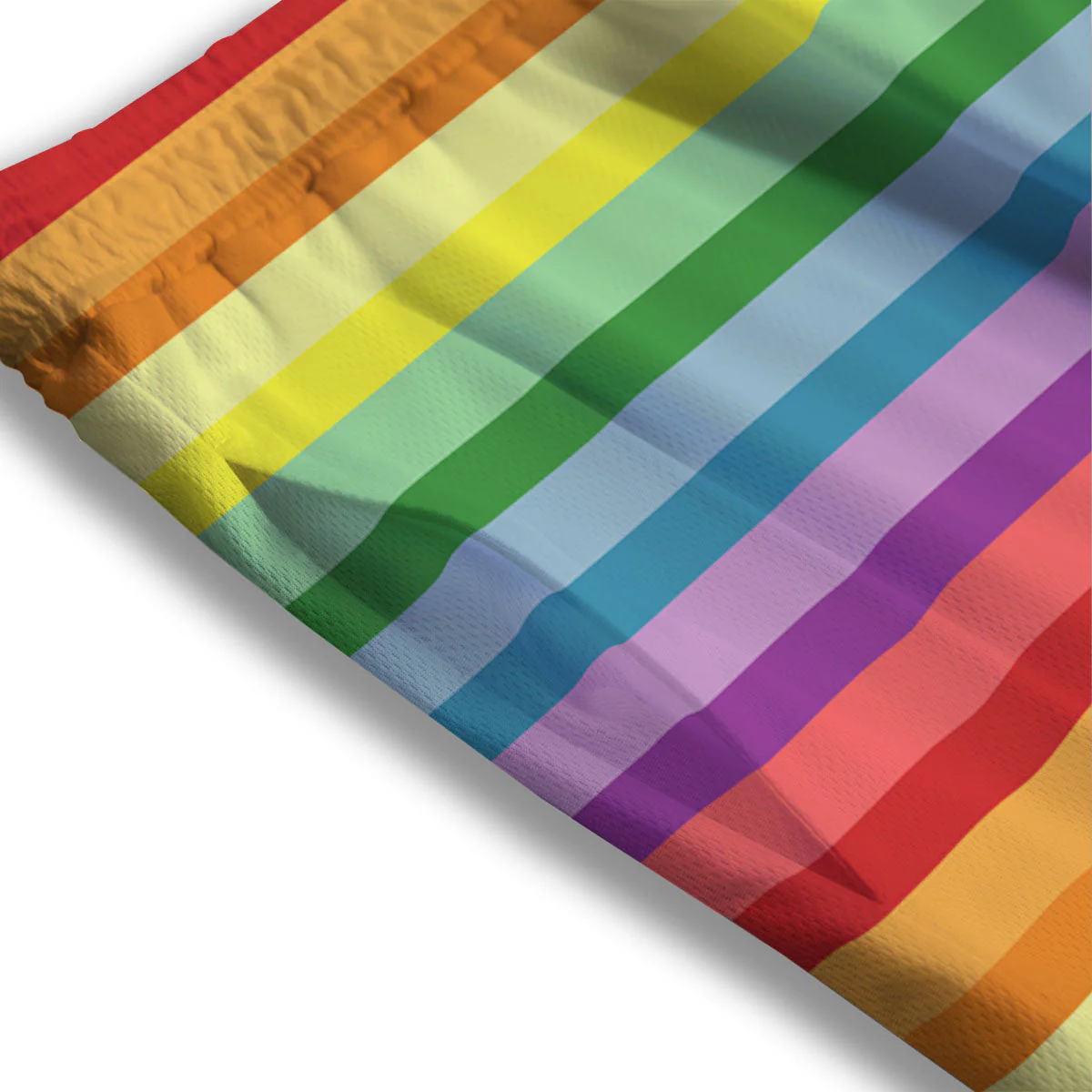 Striped Rainbow Print Pattern Mesh Shorts - Image 3