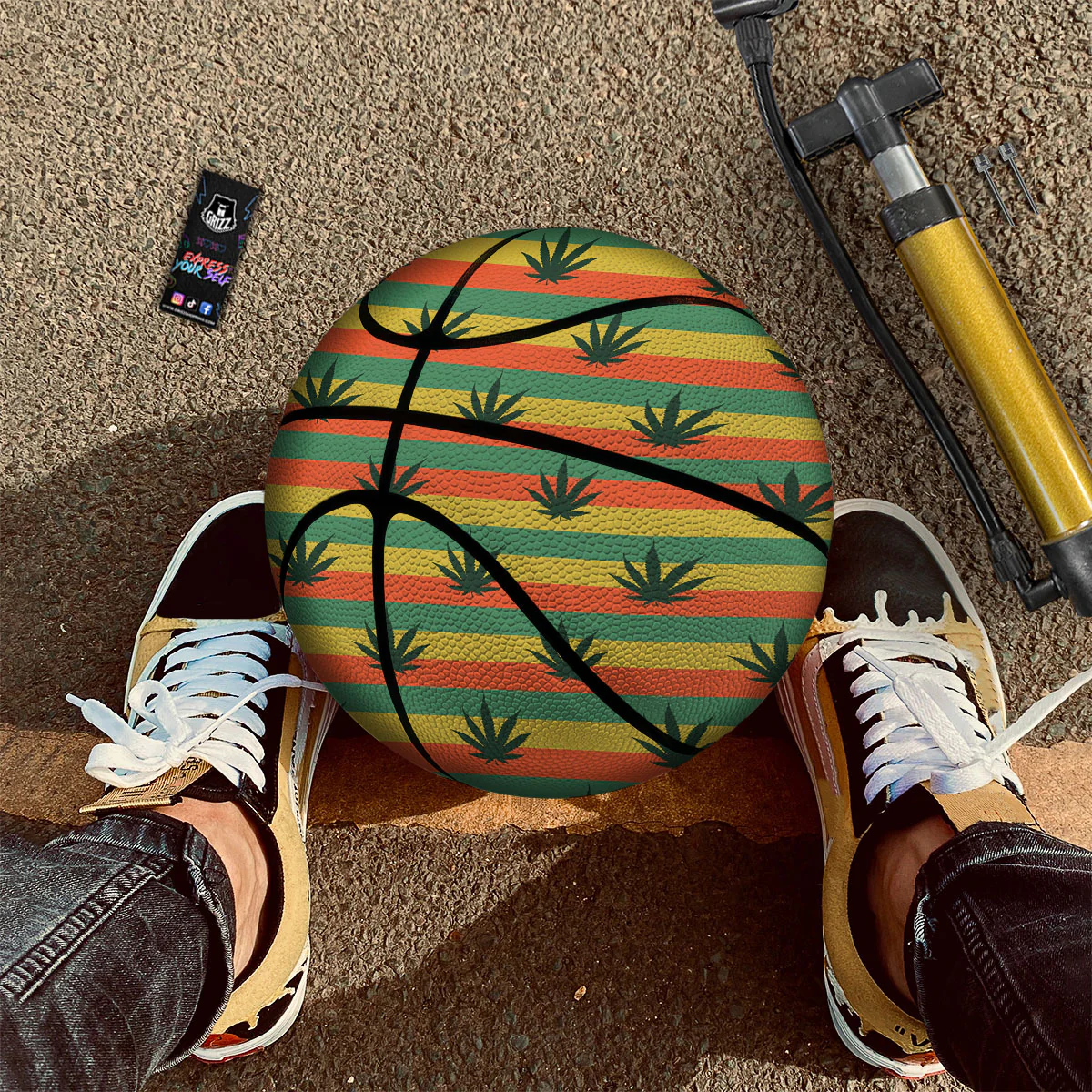 Striped Rasta Print Pattern Basketball - Image 2