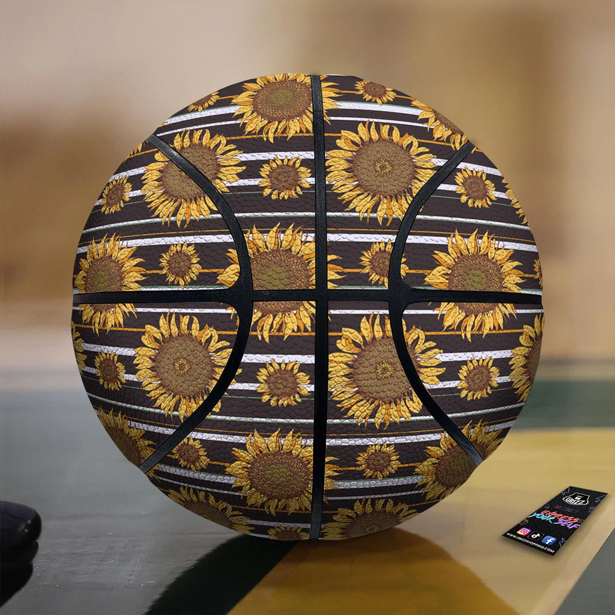 Striped Sunflower Print Pattern Basketball