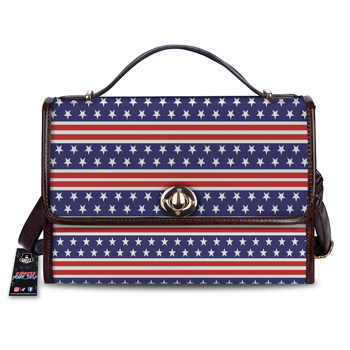 Striped USA Print Pattern Women's Satchel Bag