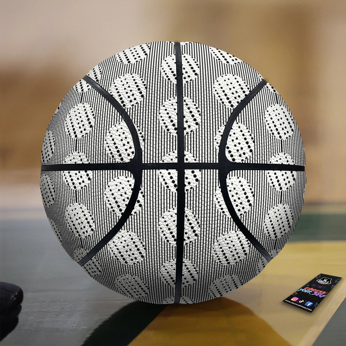 Stripes And Polka Dot Print Pattern Basketball