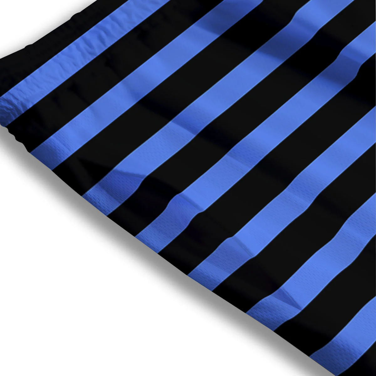 Stripes Black And Blue Print Pattern Mesh Shorts - Image 3